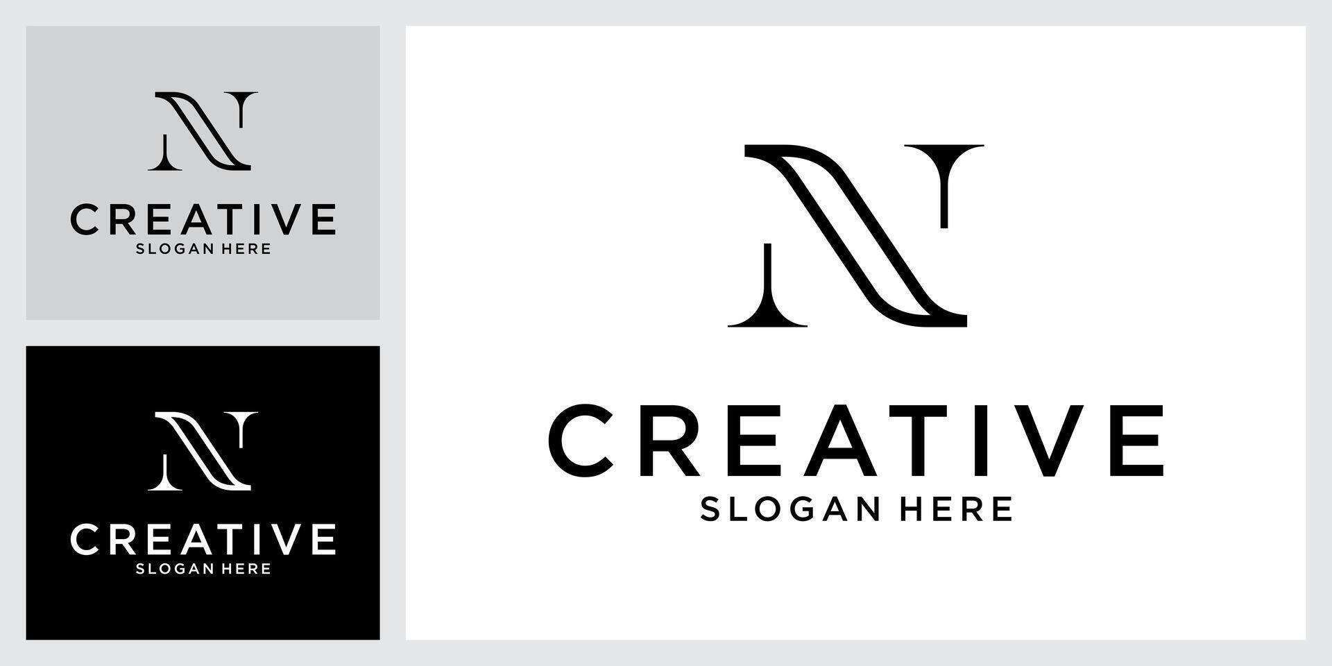 Initial letter N monogram logo design vector