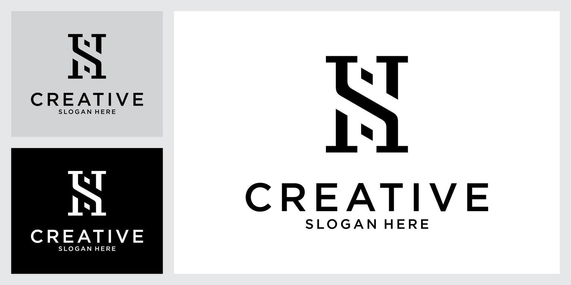 SH or HS Initial letter logo design vector