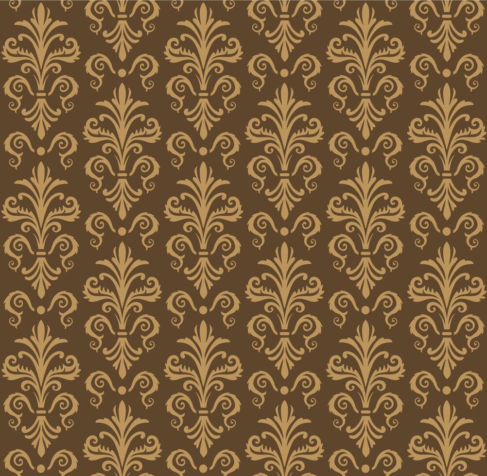 Seamless Baroque Medallion Pattern On Brown Background vector