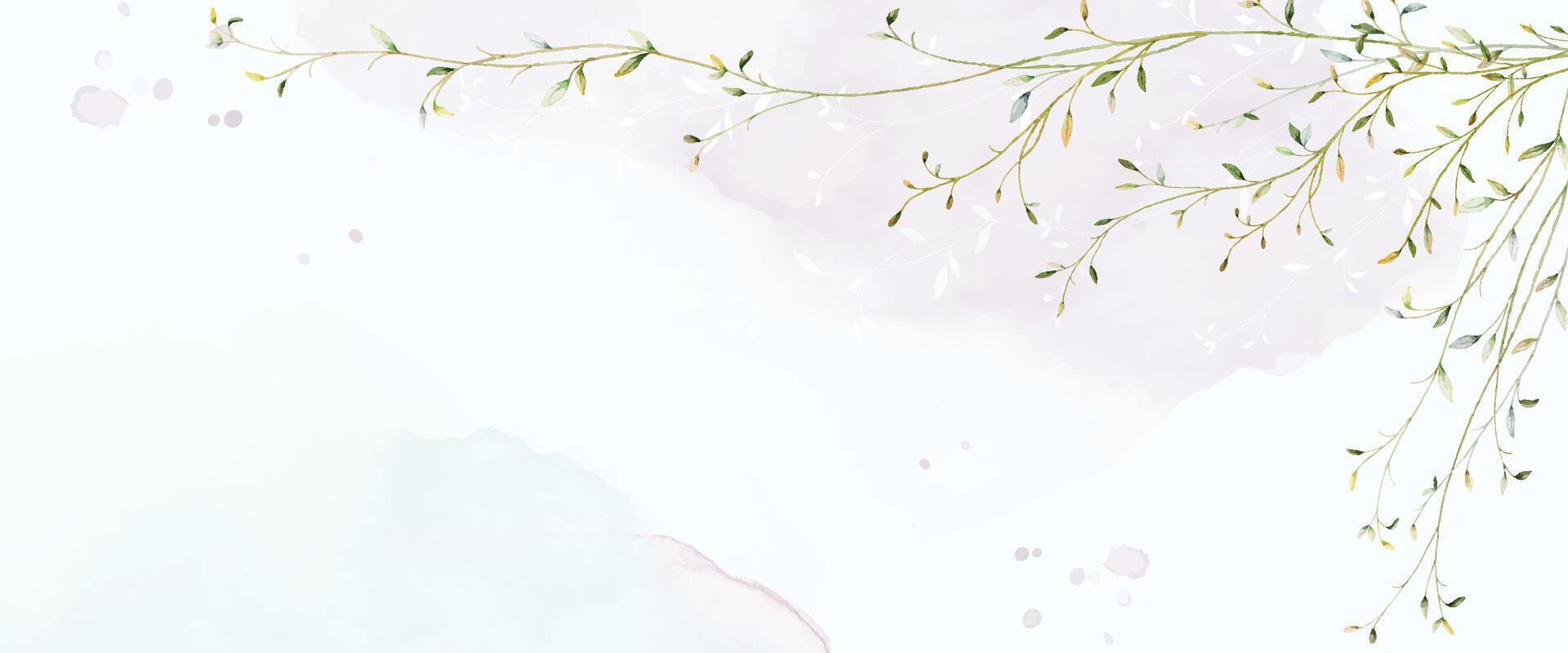 Abstract background with watercolor botanical leaves branches on stains vector