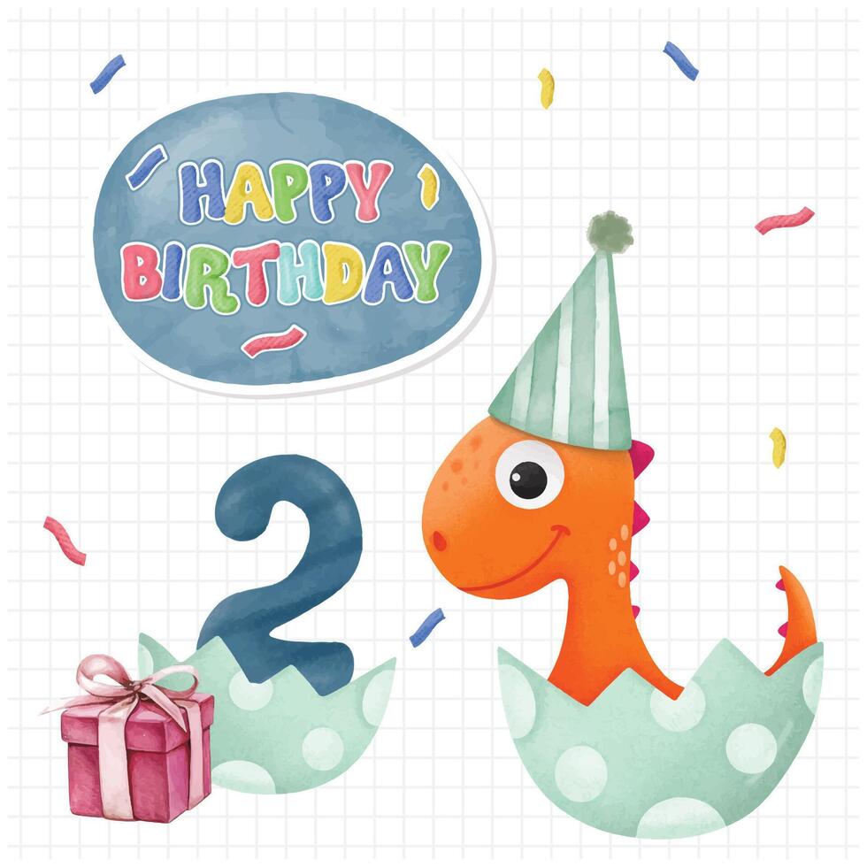 Happy birthday banner with dinosaur vector