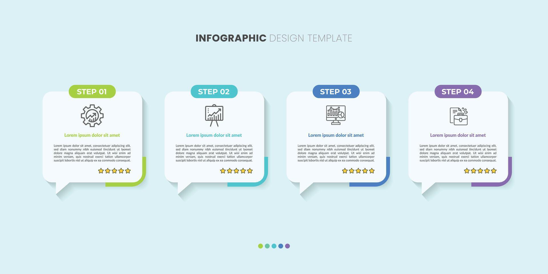 4 Step Infographic label design template with Rating design. Process steps diagram, presentations, workflow layout, banner, flow chart, info graph vector