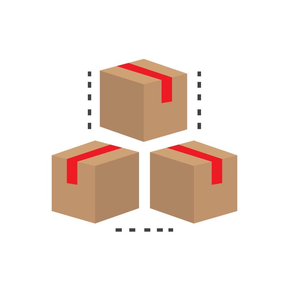 Three boxes with red tape on them vector