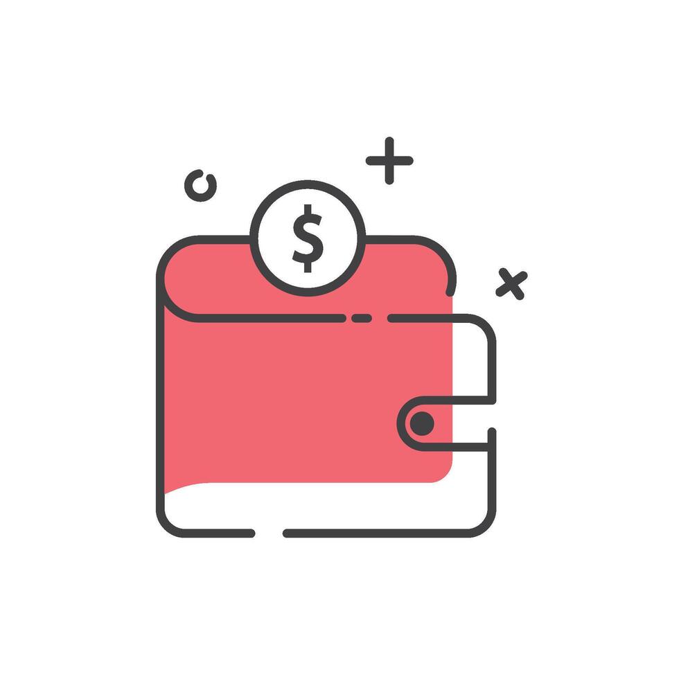 A red wallet with dollar sign on it vector