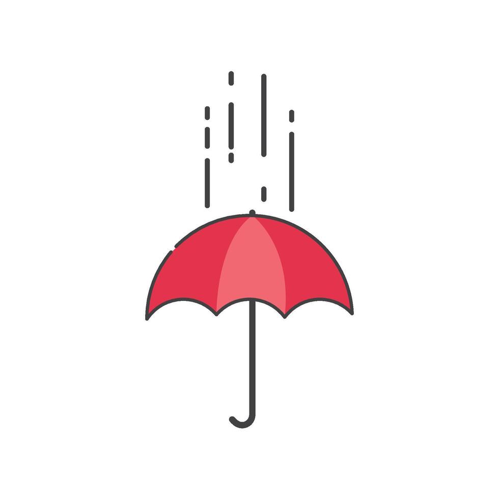 Red umbrella with rain drops illustration vector