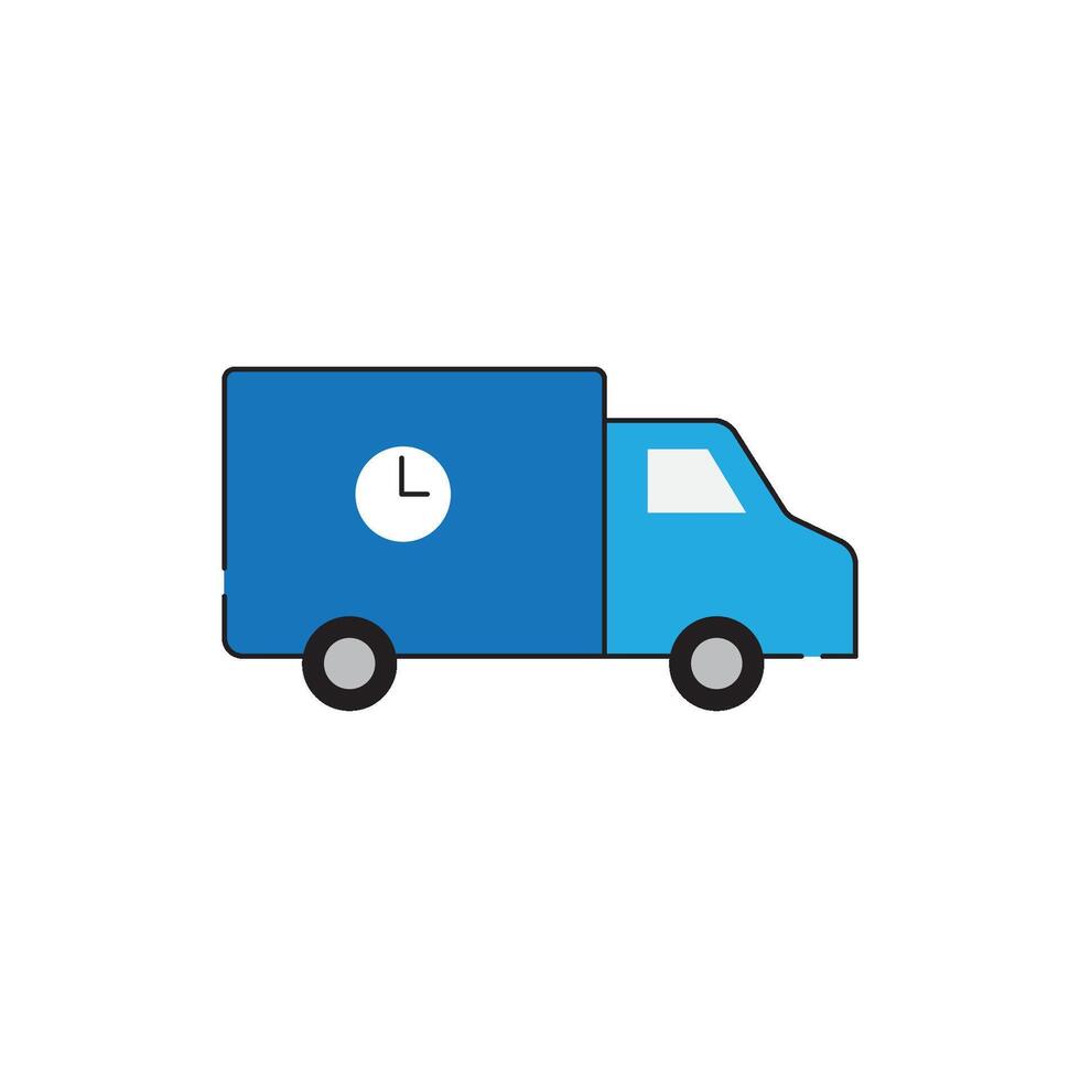 A blue truck with a clock on the side vector