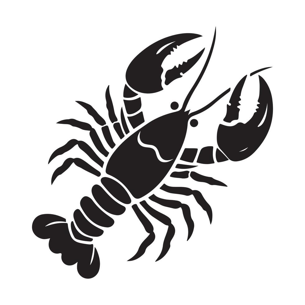 Simple Black Lobster Icon on a White Background vector