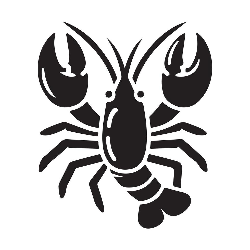 Detailed Lobster Profile Silhouette on White vector