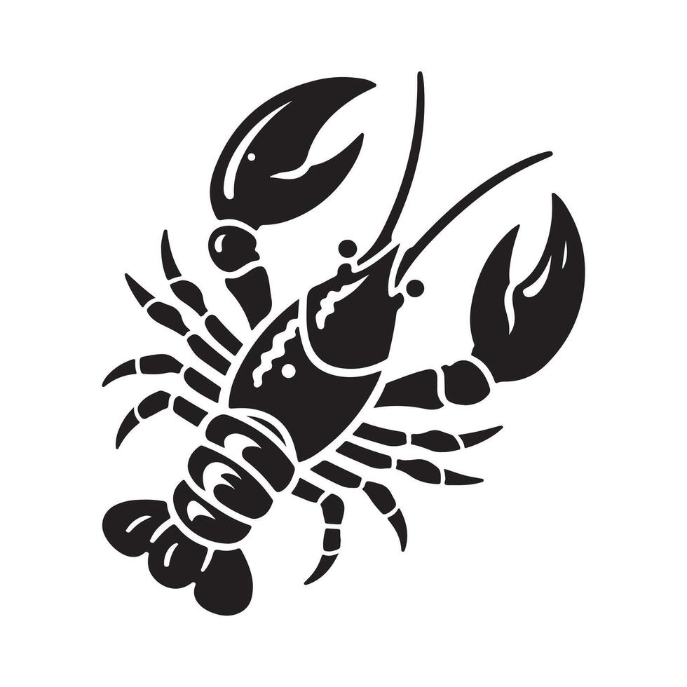 Silhouette of a Lobster on Crisp White vector