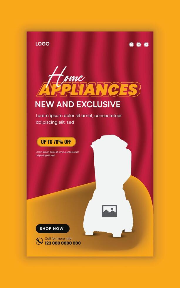 new and exclusive collection Kitchen Appliances Black Friday mega sale Social Media Story post banner design template vector