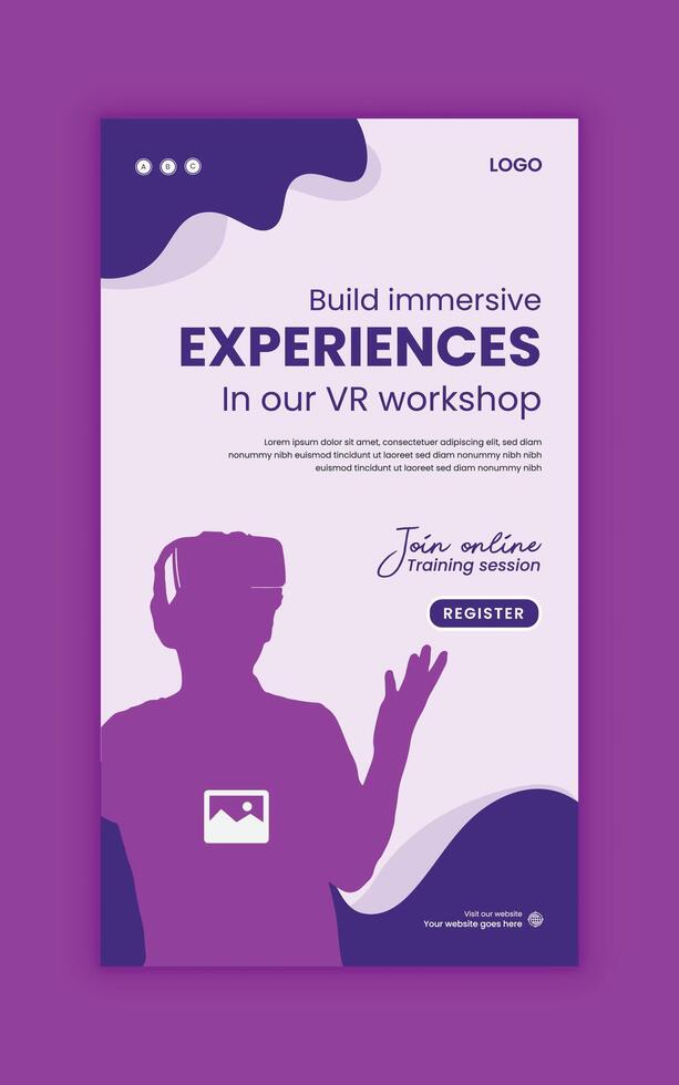Virtual reality social media story design template or VR vertical banner vector