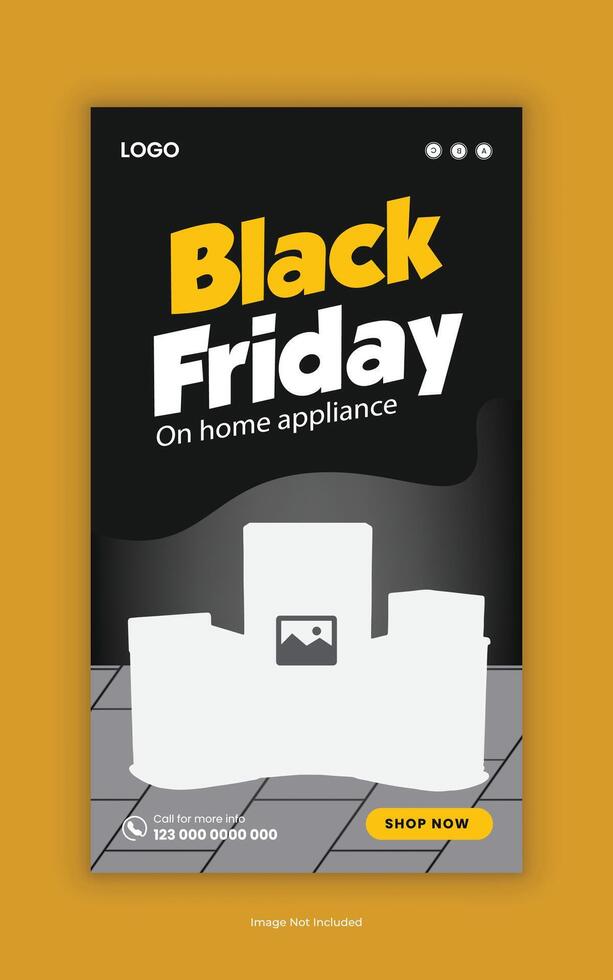 Black Friday Vertical banner design for home appliance sale social media story post vector