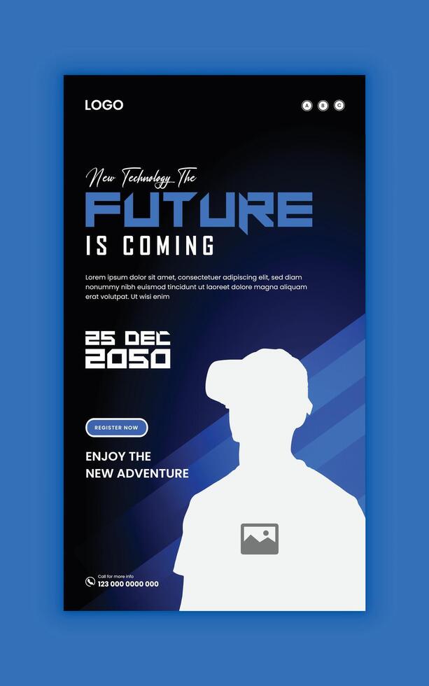 Virtual reality workshop schedule social media story banner template vector