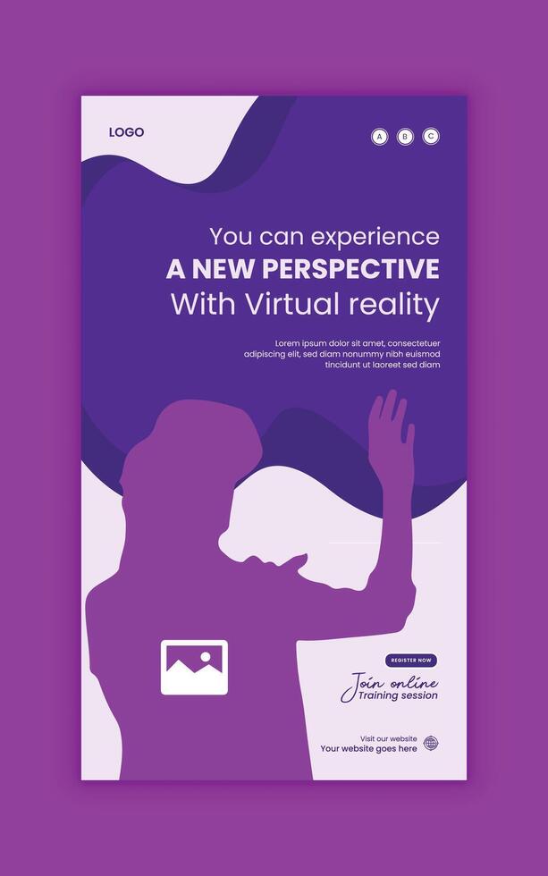 Realistic VR glasses social media story banner design vector