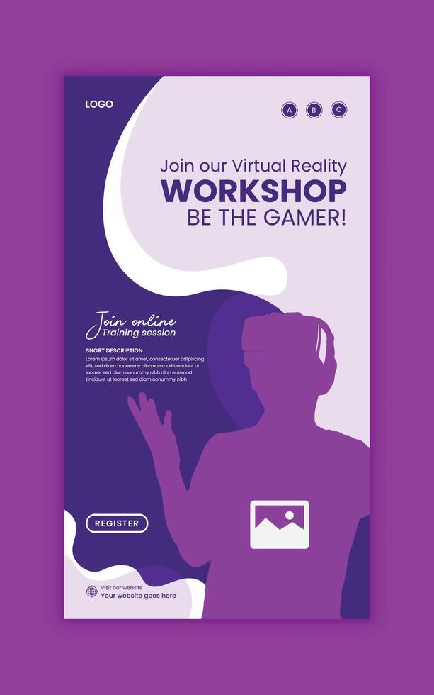 VR box, headset, and glasses sale social media story template or VR event web story design vector