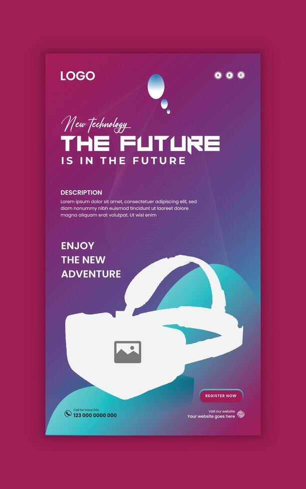 VR Headset Sale Social Media Story Template or Metaverse VR Box Workshop Story Design vector