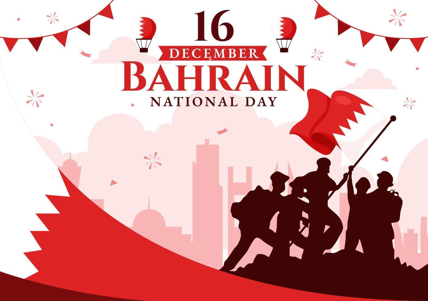 Bahrain Independence Day Illustration with National Flag Waving in Festive Holiday Cartoon Background vector