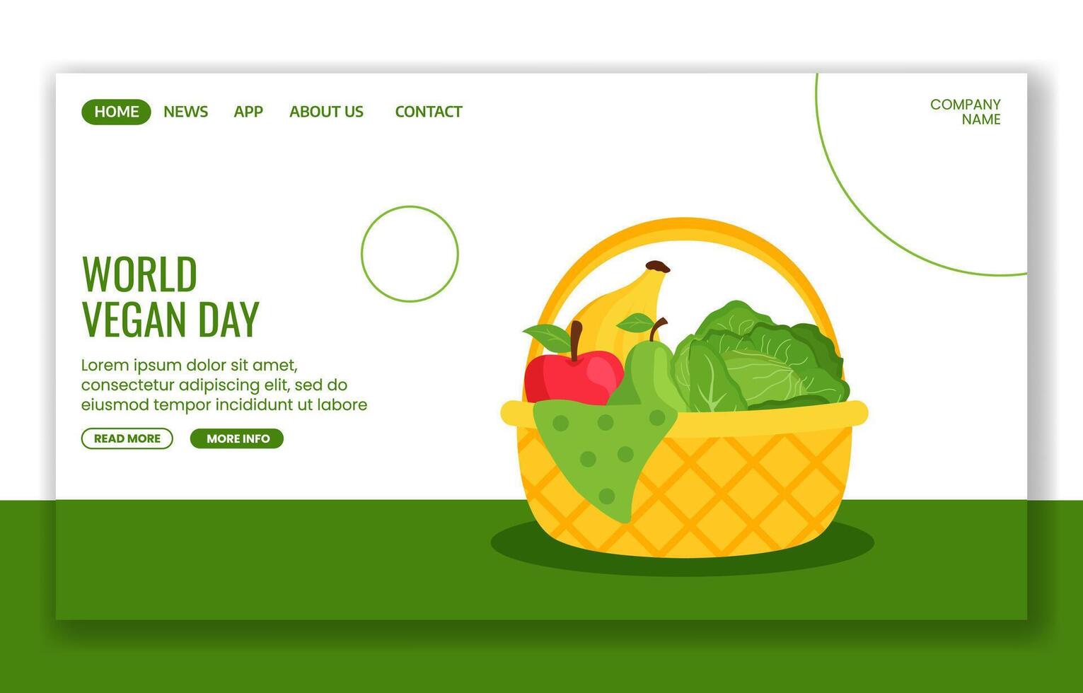World Vegan Day Illustration for Social Media Landing Page with Flat Hand-Drawn Style vector