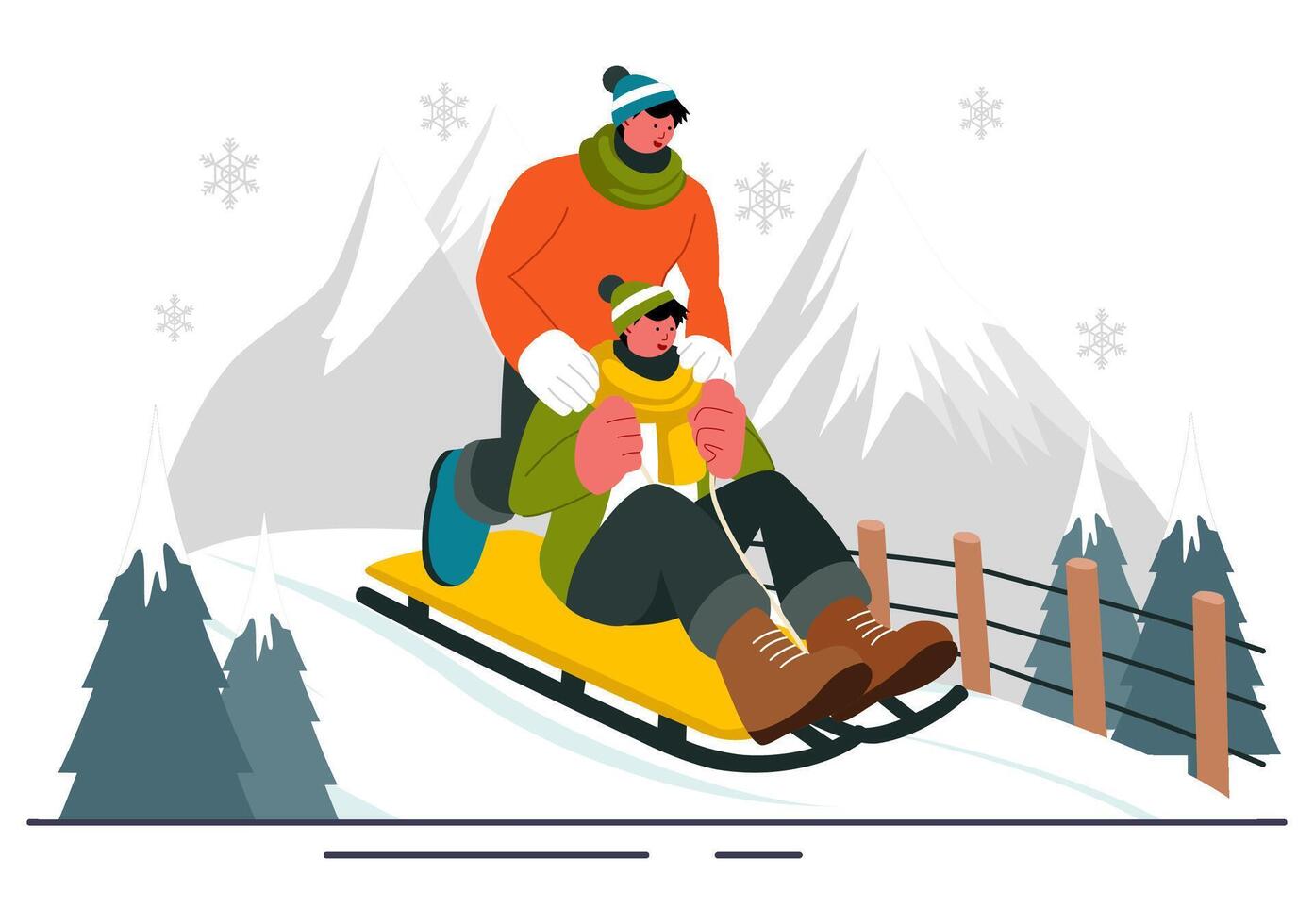 Athlete Racing on Luge Sled for Winter Sports Illustration in a Flat Cartoon Style vector