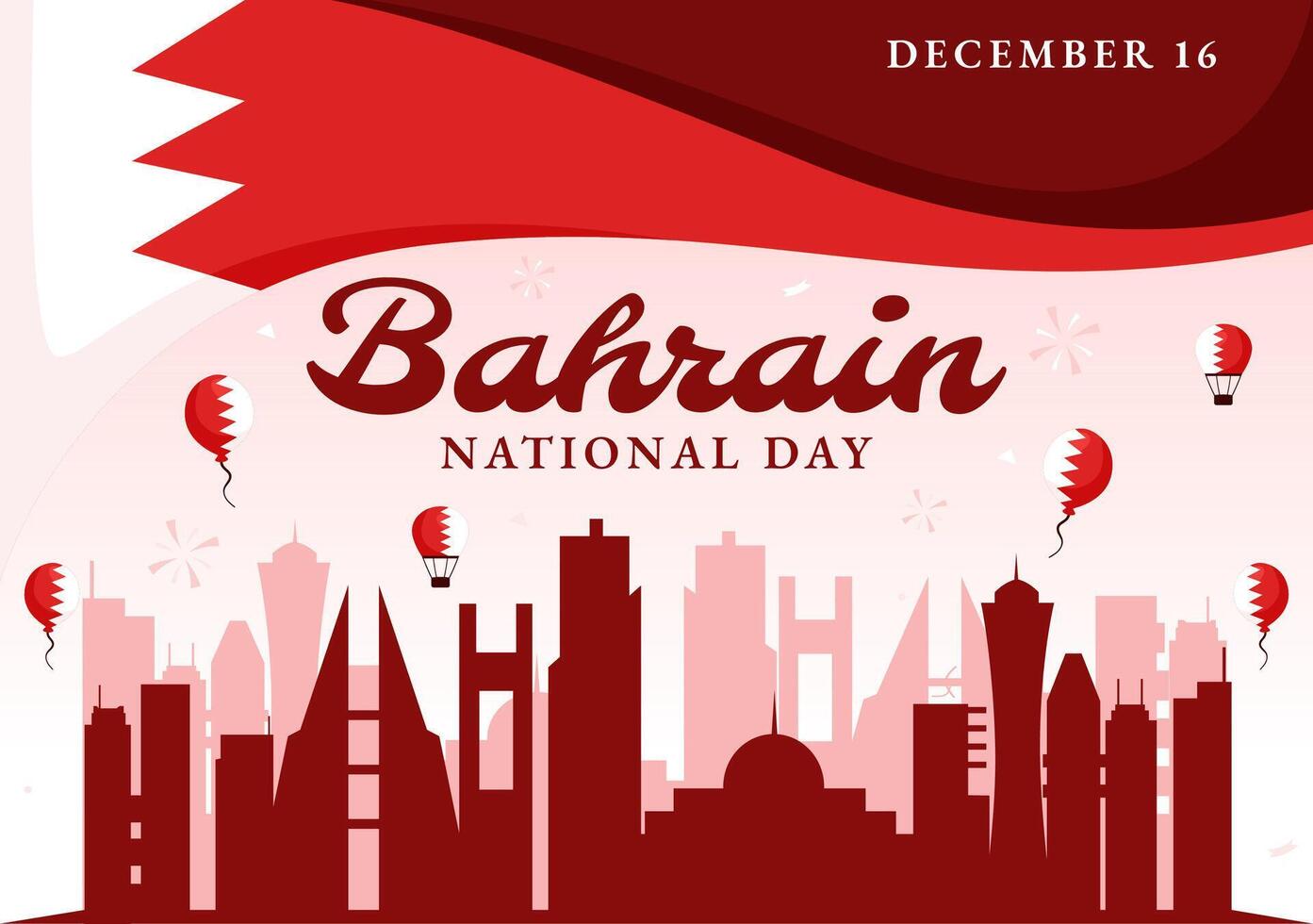 Happy Bahrain National Day Art with Waving Flag on December 16 in Flat Style vector