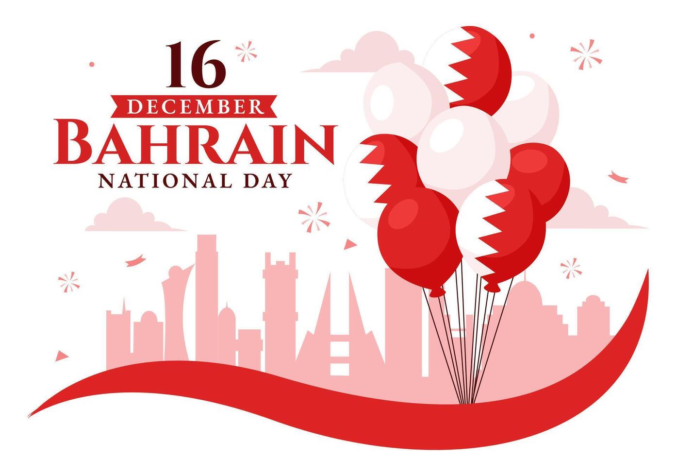 Bahrain National Day Festive Illustration with Patriotic Flag in Cartoon Style for December 16 vector
