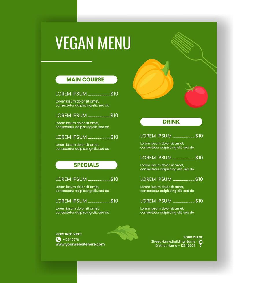 World Vegan Day Social Media Menu Template with Hand-Drawn Cartoon Style vector