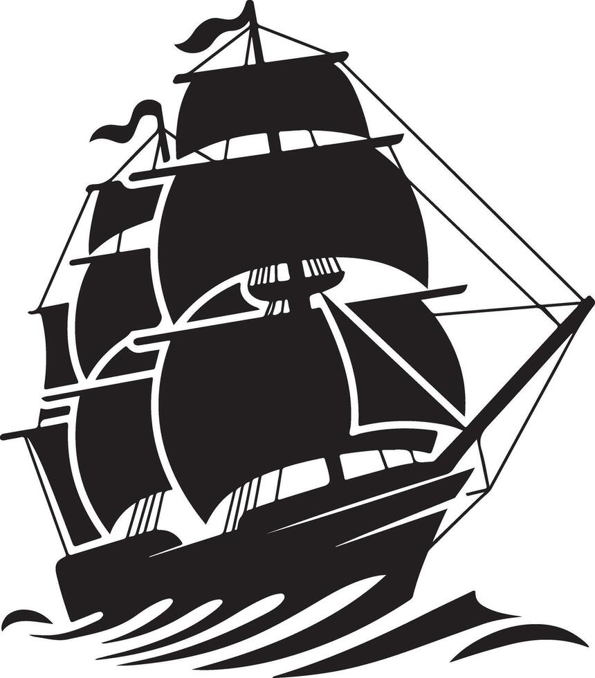 Ship silhouette art illustration vector