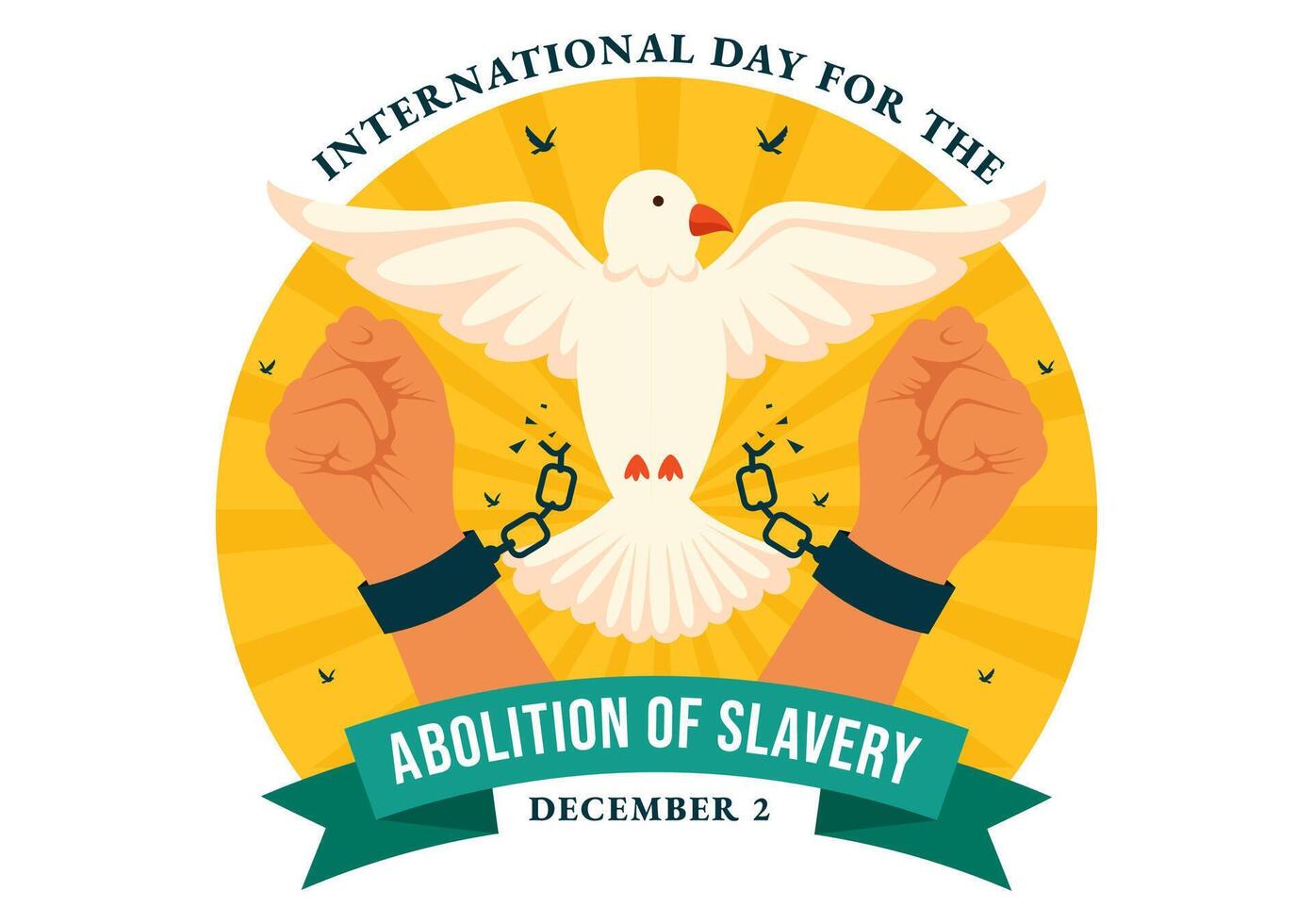 International Day for Slavery Eradication with Chains and Freedom Doves vector