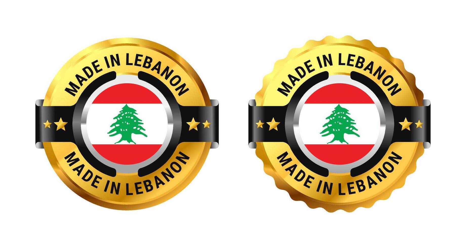 Made in Lebanon icon a gold circle with a picture of a flag in the middle. For sign, stamp, badge, logo, label, mark, symbol, Banner etc. Modern and minimalist. Illustration vector