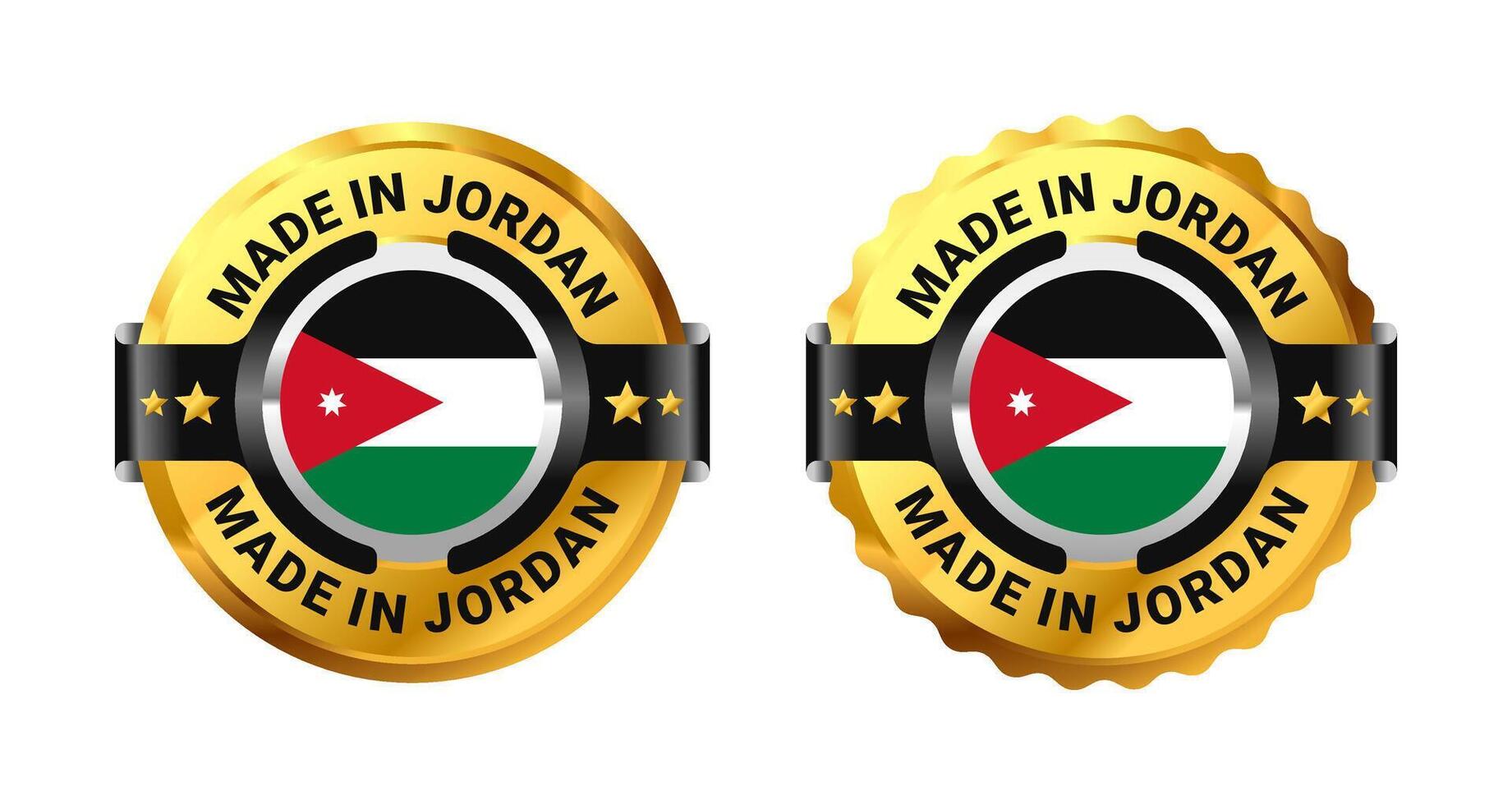 Made in Jordan icon a gold circle with a picture of a flag in the middle. For sign, stamp, badge, logo, label, mark, symbol, Banner etc. Modern and minimalist. Illustration vector