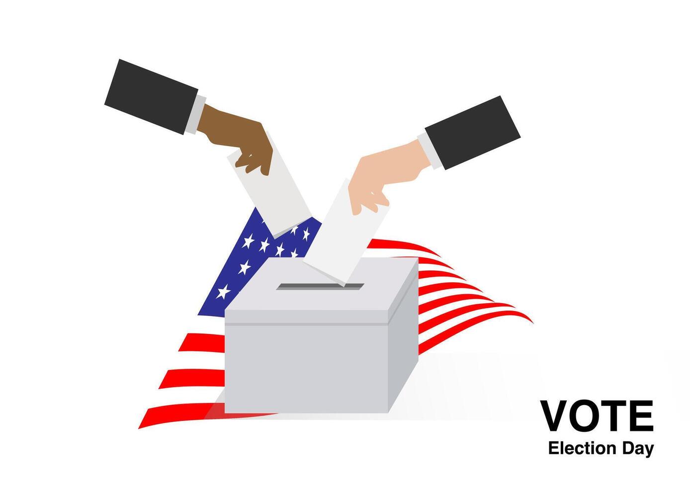 voter dropping ballots in the election box isolated on white background vector