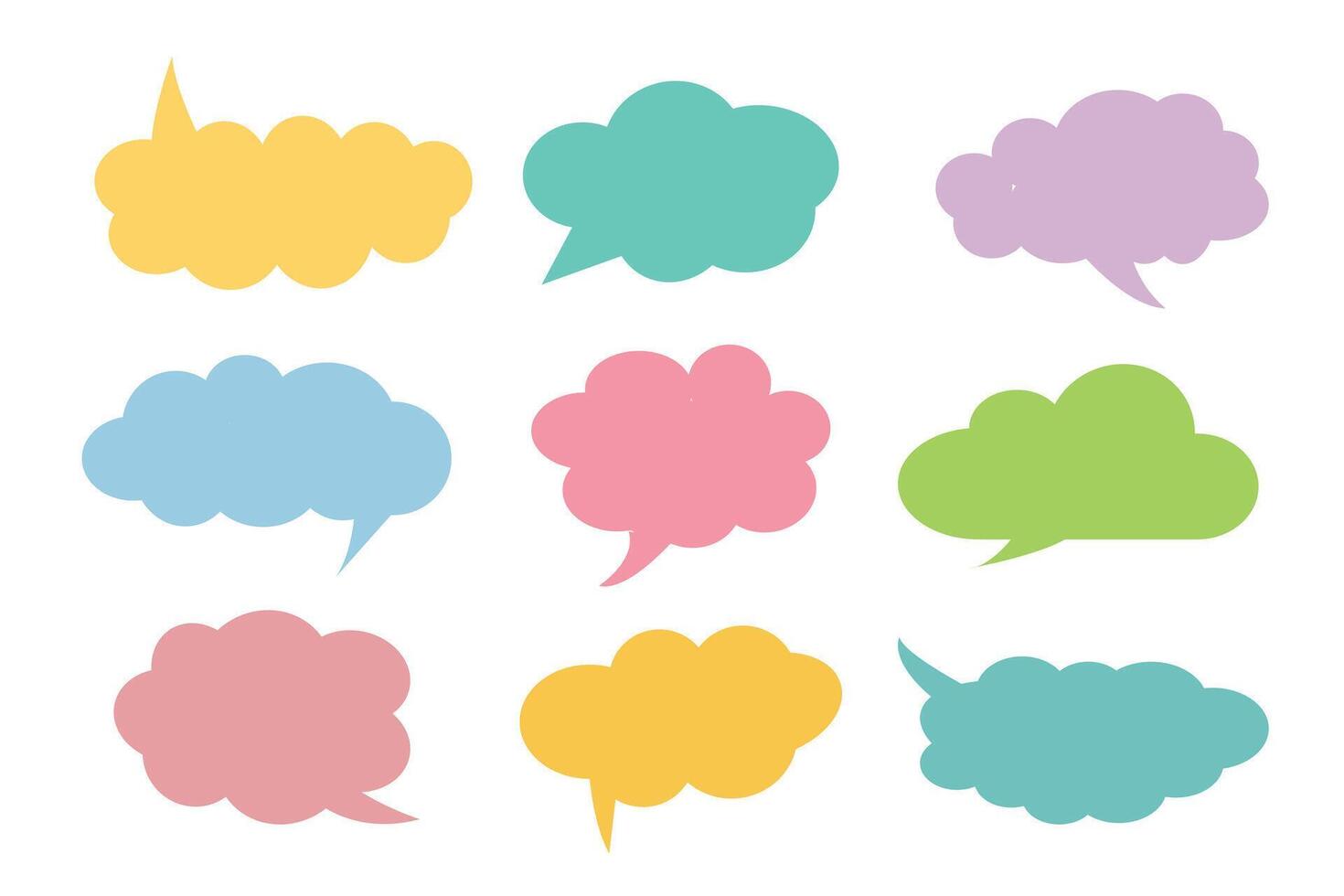 Colorful speech bubble icon set to communication geometric graphic element, Illustrator . vector