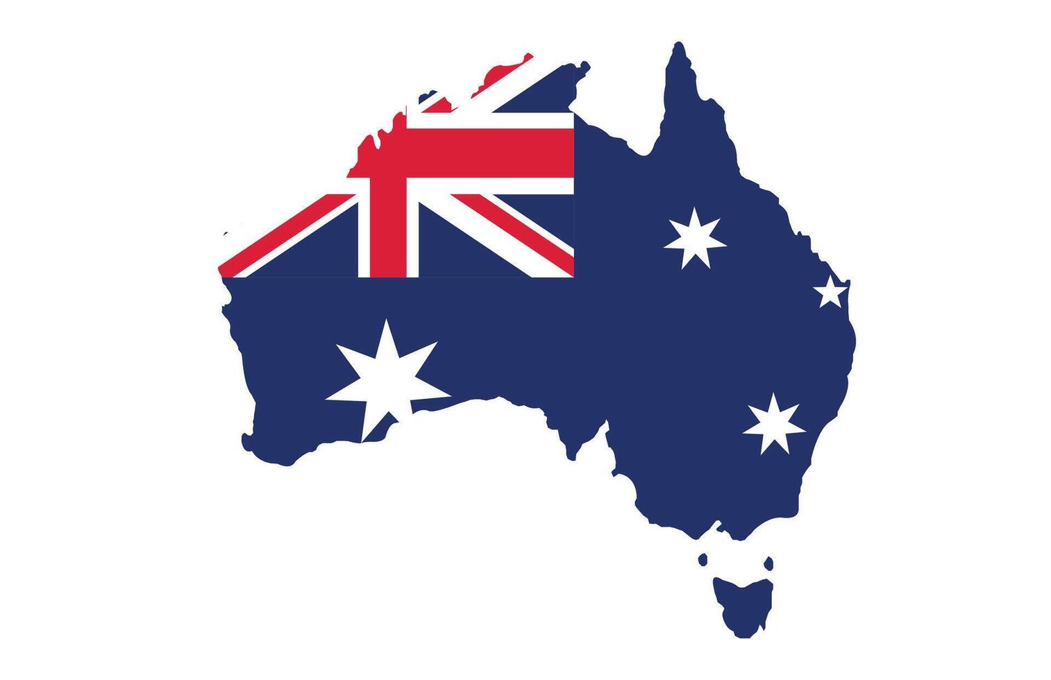 Australia map and official national flag symbol of country. vector