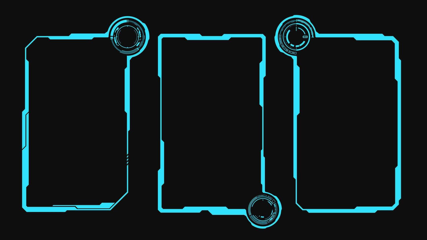 Collection scifi elements. HUD screen futuristic digital interface contol panel. Blue frame technology. vector