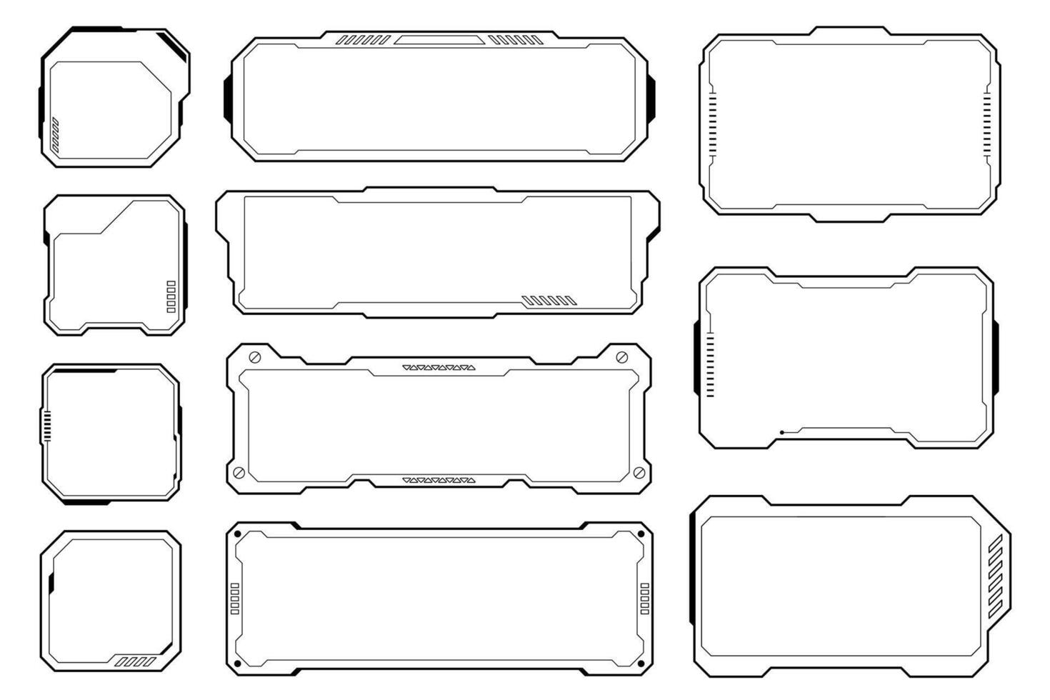 Frames user interface elements design modern technology futuristic control panel screen. vector