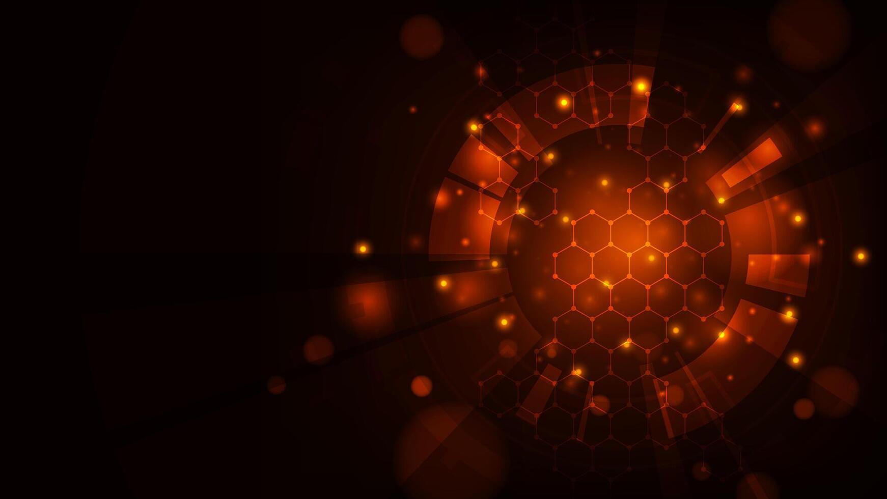 Digital hud sci fi technology with line hexagon concept adstract red light background. vector