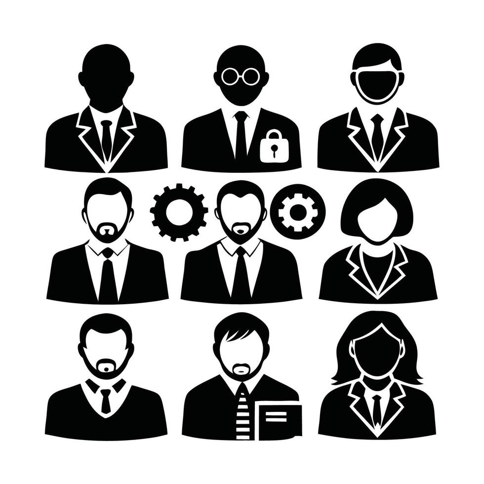 Avatar icon of men and women shihouette illustration vector
