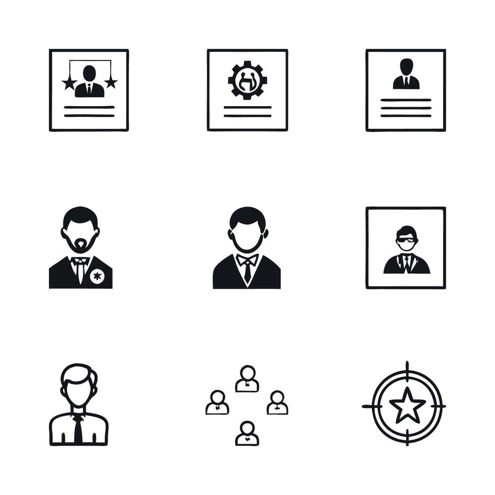 Profile and hiring icon Set Editable Stroke illustration Design vector
