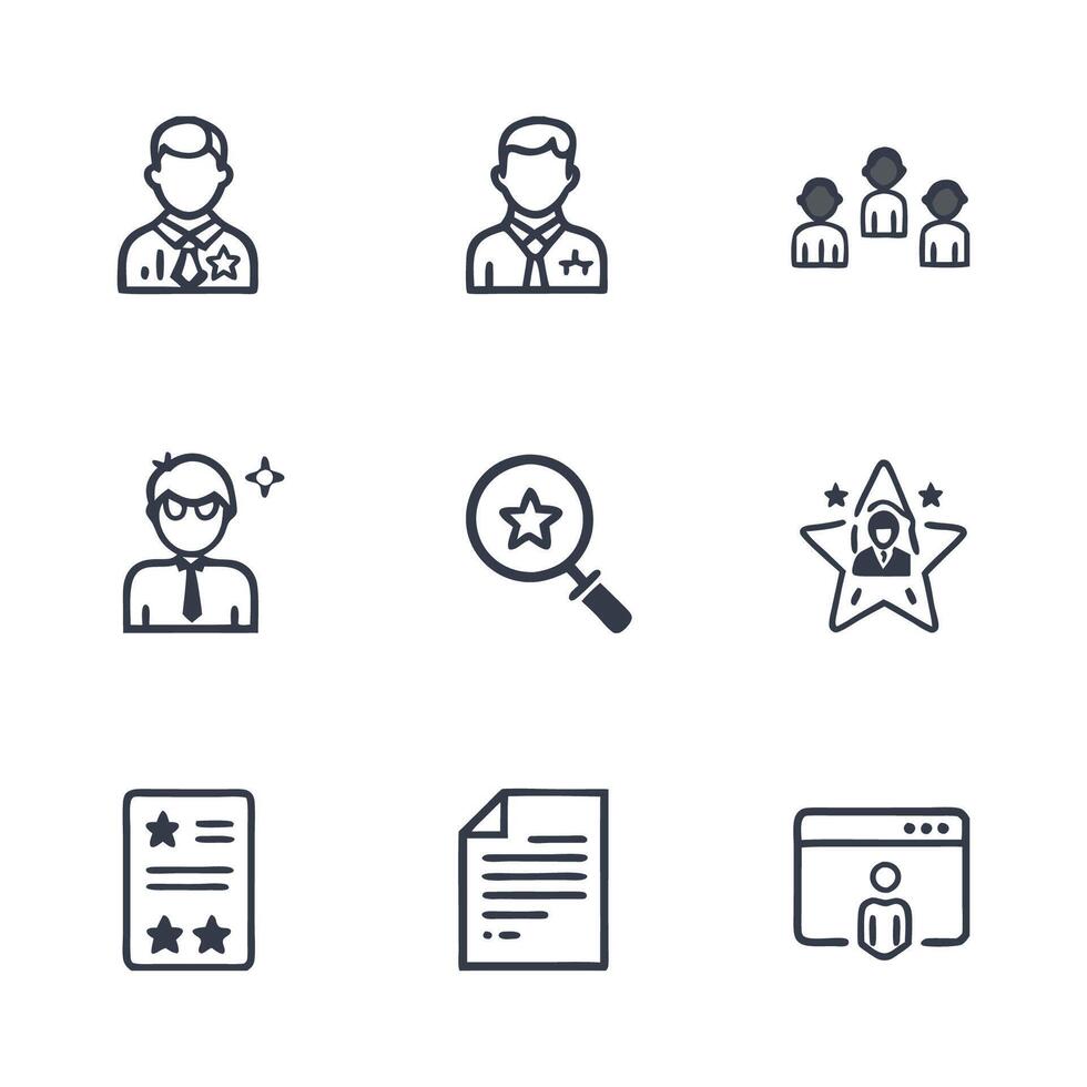 Black color outline icon set illustration vector