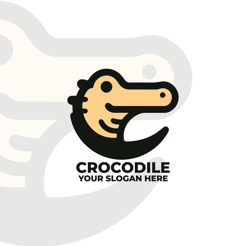 minimalist flat logo of a crocodile vector