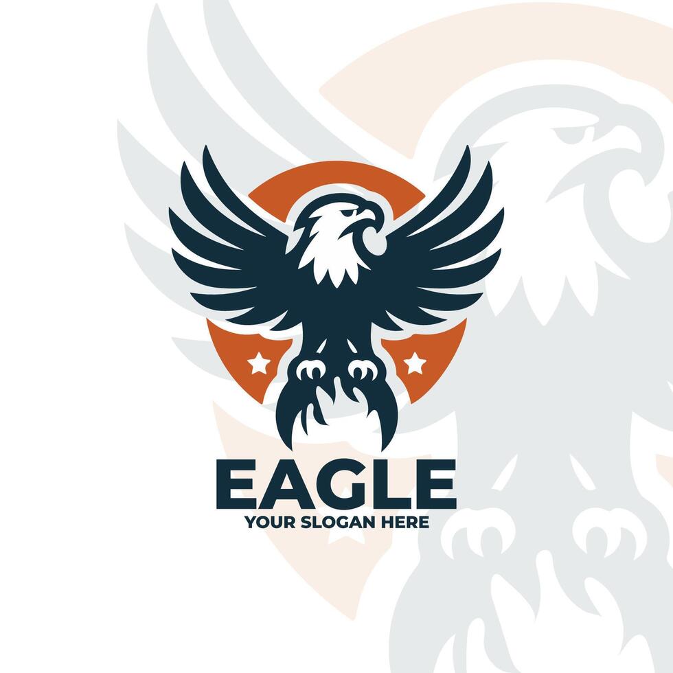 flat design logo of an eagle vector