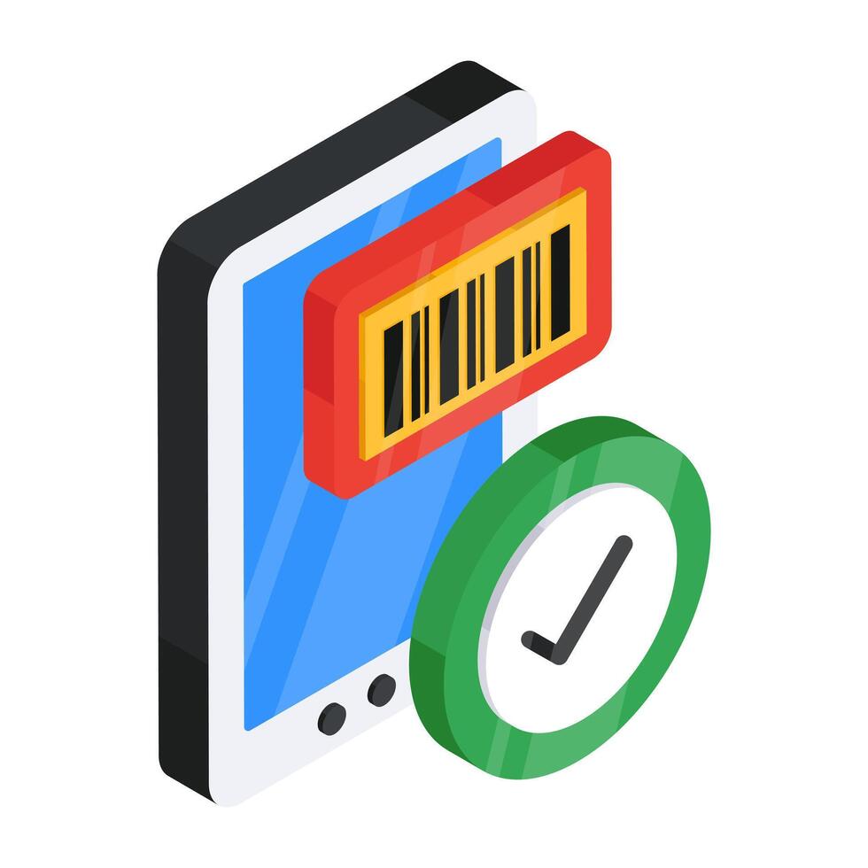Flat design icon of mobile barcode vector