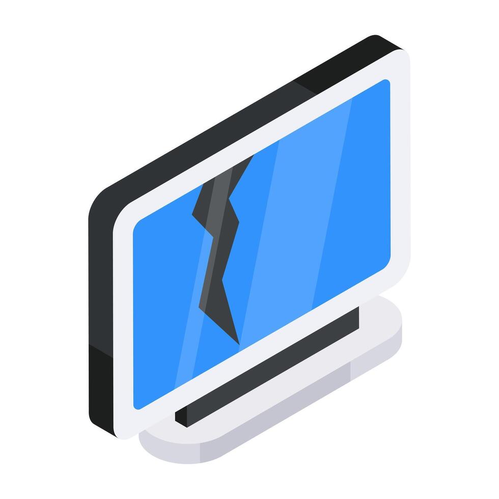 A trendy design icon of cracked LCD vector