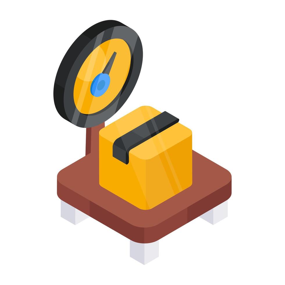 Conceptual flat design icon of parcel weighing vector