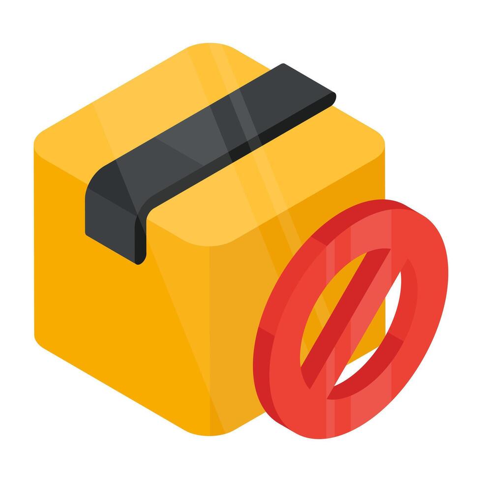 An editable design icon of parcel forbidden vector