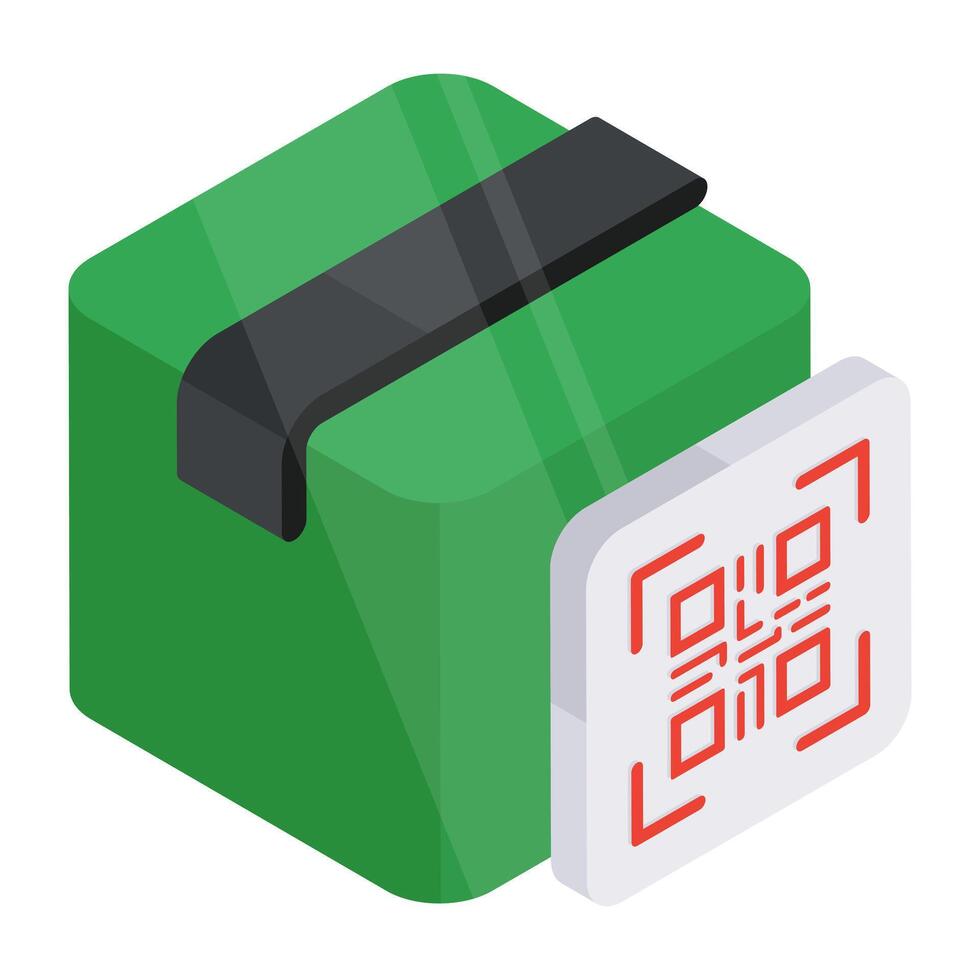 A flat design icon of parcel barcode vector