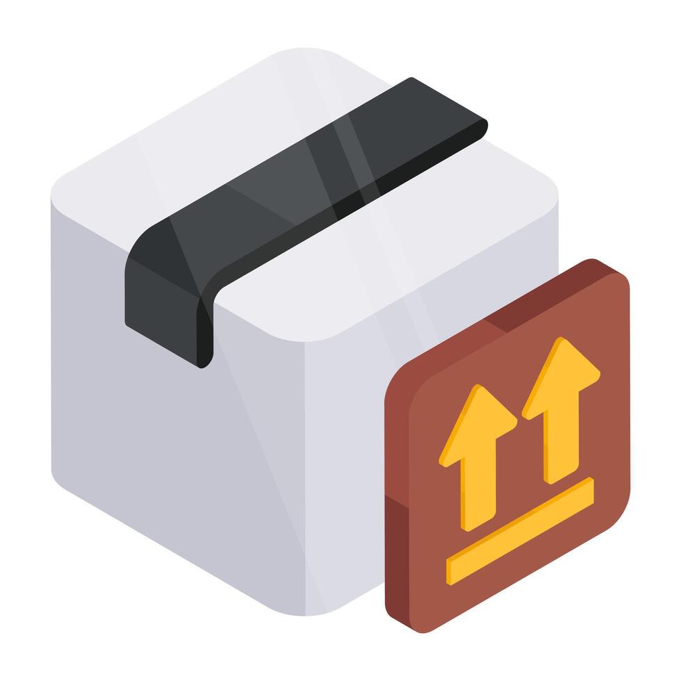 An editable design icon of parcel upload vector