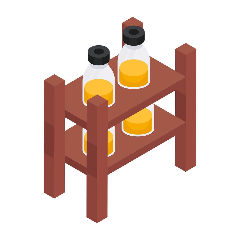 Conceptual flat isometric design icon of medicine trolley vector