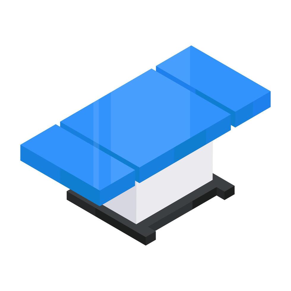 A flat isometric design icon of operation theater bed vector
