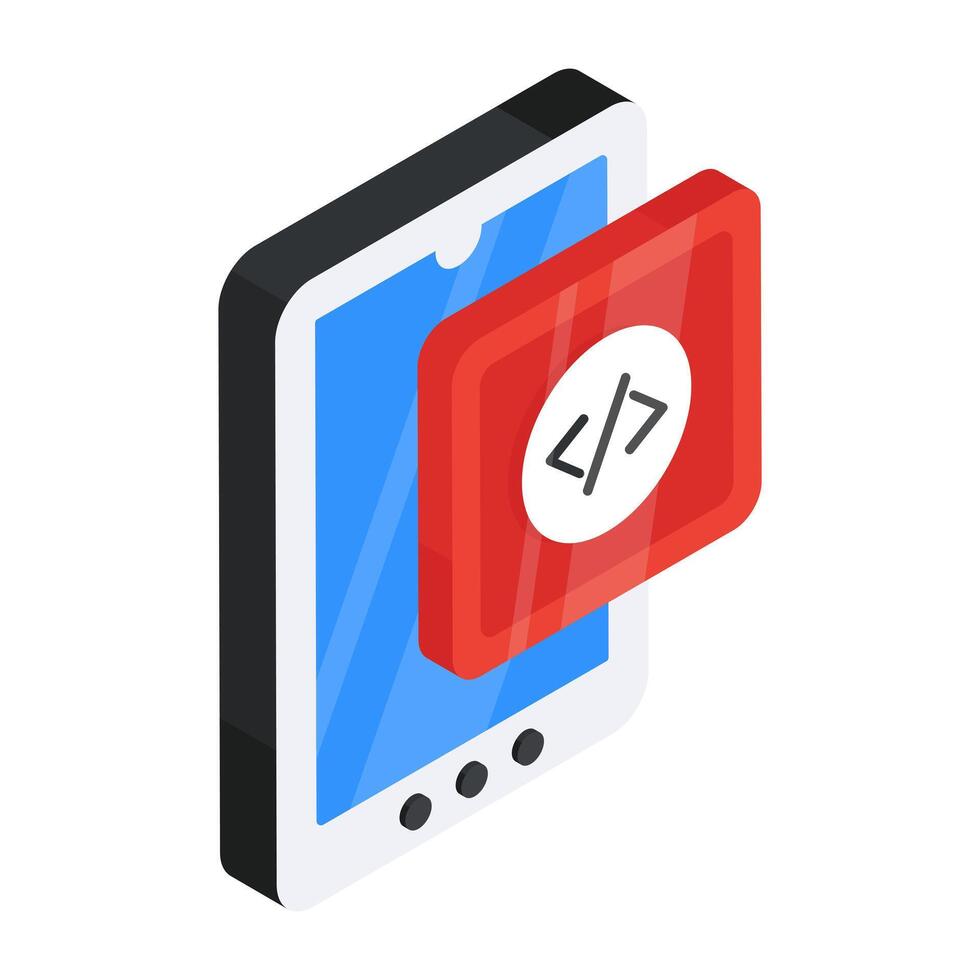 Unique design icon of mobile coding vector